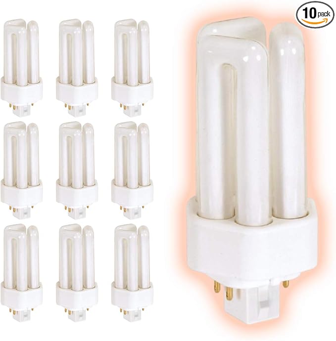 GoodBulb 13 Watt CFL Light Bulbs | 4 Pin GX24Q-1 Base 2700K Soft White | 13W High Output 810 Lumens | Triple Tube Compact Fluorescent Light Bulbs Plug-in | 10 Pack