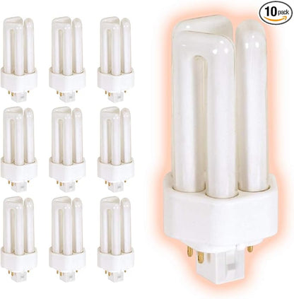GoodBulb 13 Watt CFL Light Bulbs | 4 Pin GX24Q-1 Base 2700K Soft White | 13W High Output 810 Lumens | Triple Tube Compact Fluorescent Light Bulbs Plug-in | 10 Pack