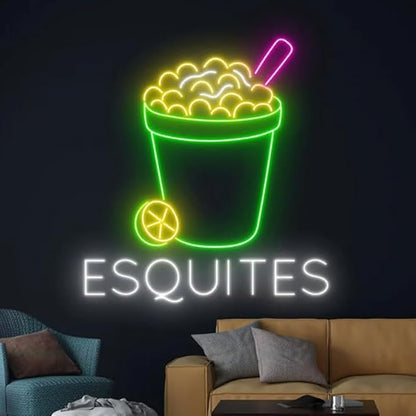 Esquites Neon Sign, Mexico Esquites LED Sign, Mexican Food Restaurant Neon Light, Esquites Food Store LED Light Size:20 Inches
