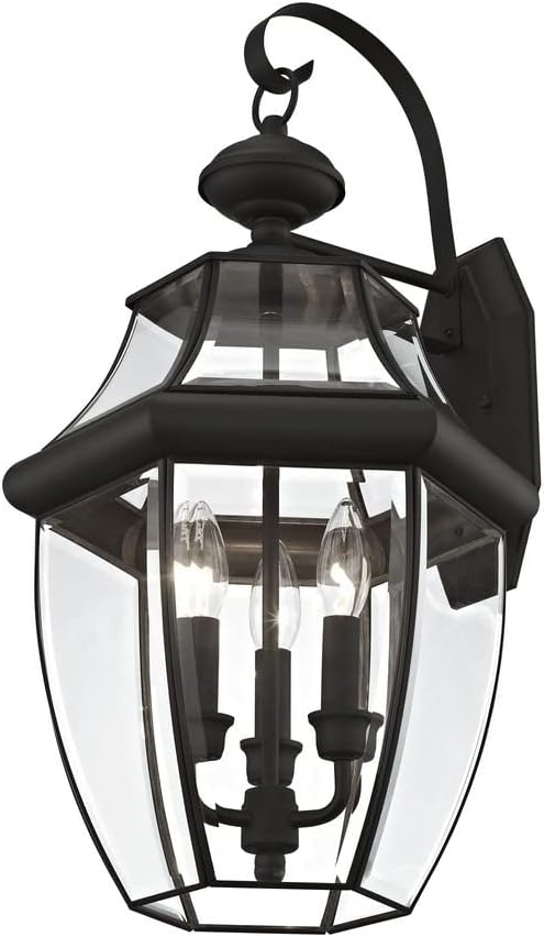 Livex Lighting 2351-06 Outdoor Wall Lantern with Clear Beveled Glass Shades, Verdigris