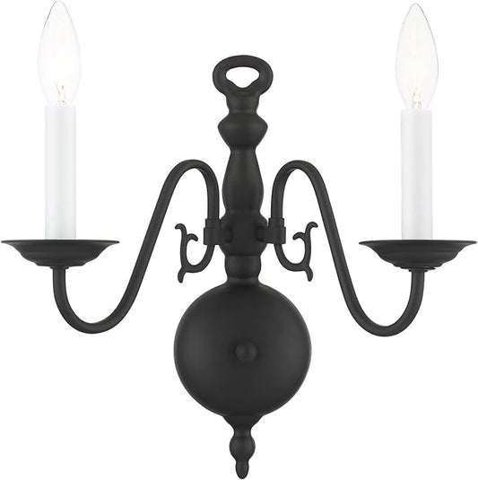 Livex Lighting 5002-04 Williamsburgh 2 Light Black Wall Sconce