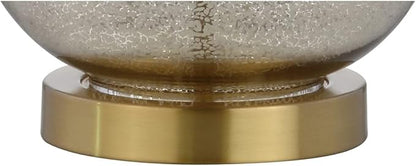 JONATHAN Y JYL1068A-SET2 25" Mercury Glass Table Lamp Set of 2 for Living Room Bedroom, Contemporary Glam Bedside Nightstand Lamps with White Linen Drum Shade and Brass Gold Base, LED Bulbs Included
