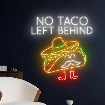 No Taco Left Behind Neon Sign, Tacos Neon Light, Mexican Tacos Led Light, Tacos Led Sign,Mexico Restaurant Neon Light Size:20inches