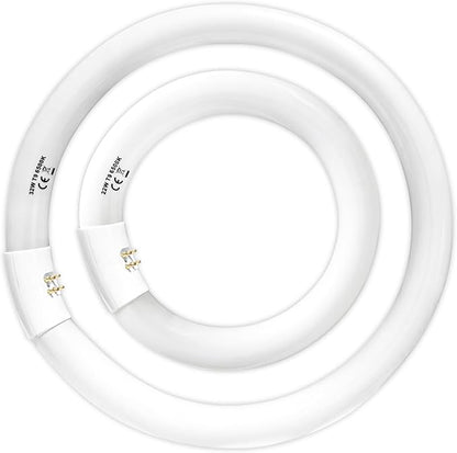 FC8T9 22W and FC12T9 32W Set Daylight, 8 inch T9 22 Watts Circular Light Bulbs, 12 inch 32 Watts Circline Fluorescent Bulb CRI 80, 6500K 3350 Lumen G10q