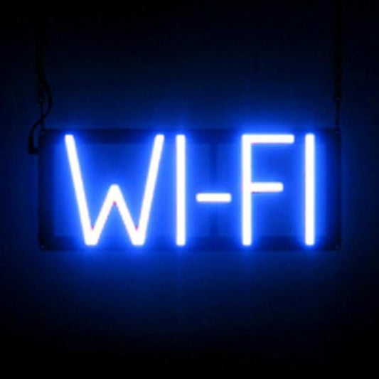 SpellBrite WI-FI Sign | Cafe-Related Sign with Neon Look, Blue LED Light Source | 15.4" x 6.3"