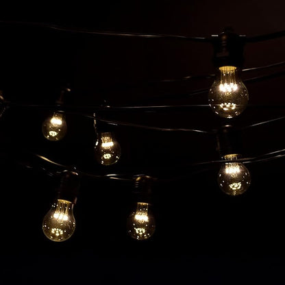 Hometown Evolution, Inc. E26 Commercial String Lights with 16 Gauge Wire (100 Foot 50 Socket, A15 LED 9 Diode 1 Watt Bulbs)