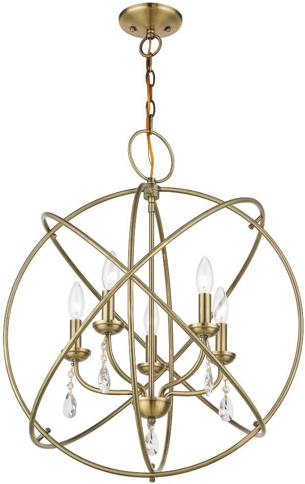 Livex Lighting 40905-07 Aria Collection 5-Light Chandelier for Entryways and Bedrooms, Bronze