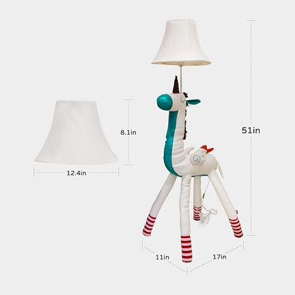 Floor Lamp, Easy-Care Artificial Leather Kids Floor Lamp for Bedroom, 51 Inch Tall White Unicorn Hand-Stitched Design Standing Lamp, Package Come with an E26 LED Bulb (White Unicorn)