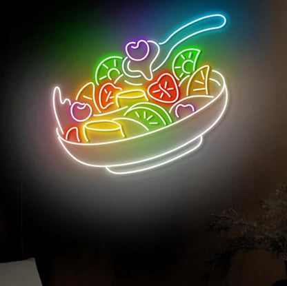 Healthy Fruit Salad Neon Sign, Vegetable Salad Led Neon Sign, Restaurant & Kitchen Decor, Fresh Salad Bar Sign Size:20inch