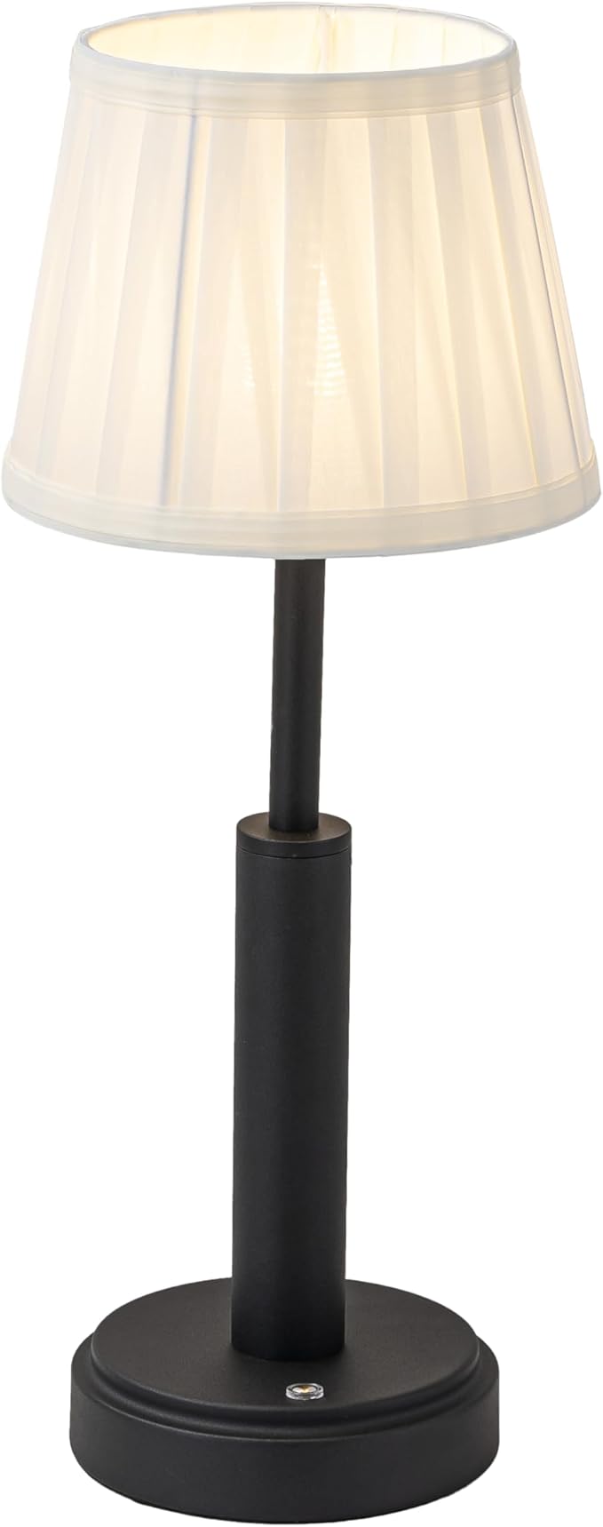 H16 Inch Modern Classic Black Fabric Shade Rechargeable LED Table Lamp Touch Control Cordless USB Nightstand Lamp with Stepless Dimming for Bedroom Gift for Christmas