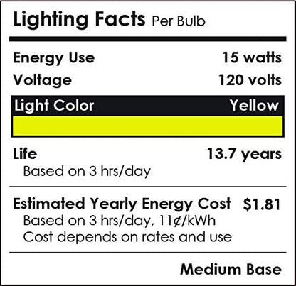 Sunlite 40243 LED PAR38 Colored Recessed Bug Bulb, 15 watt (75w Equivalent), Medium (E26) Base, Floodlight, ETL Listed, Yellow, 3 Pack