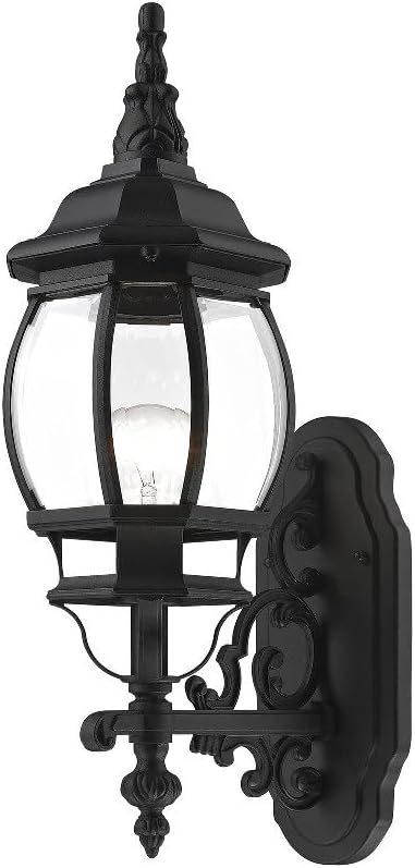 Livex Lighting 7520-13 Frontenac Traditional 1-Light Outdoor Wall Lantern with Clear Beveled Glass Shades, 21" x 7" x 21", White