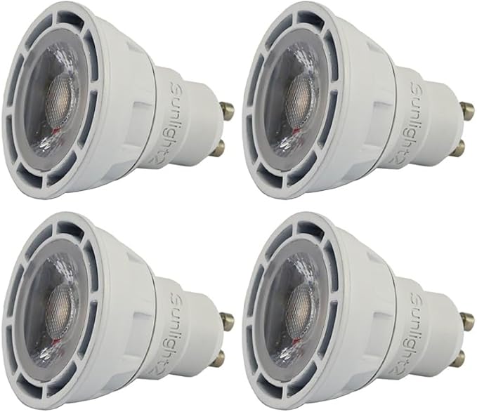 SunLight2® Premium Edition | GU10 LED Bulb 7W | 120V | 3000K - 1800K Dim to Warm | CRI 97 | 24° Narrow Beam MR16 Spotlight | White Finish | 4 Pack|Energy Efficient Flicker Free