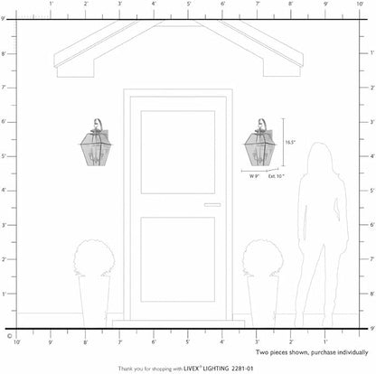 Livex Lighting 2281-07 Westover 2-Light Outdoor Wall Lantern, Bronze, 16.5" x 9" x 10"