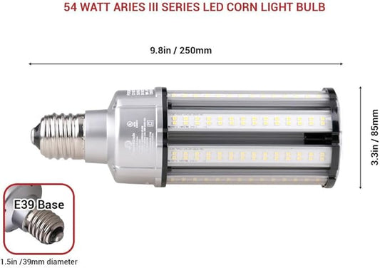 RuggedGrade Aries III 54W LED Corn Bulb | 7,200 Lumens | 4000K Natural White | E39 Base | Dimmable with 4KV Surge Protection | Commercial LED Lighting | DLC 5.1 Premium