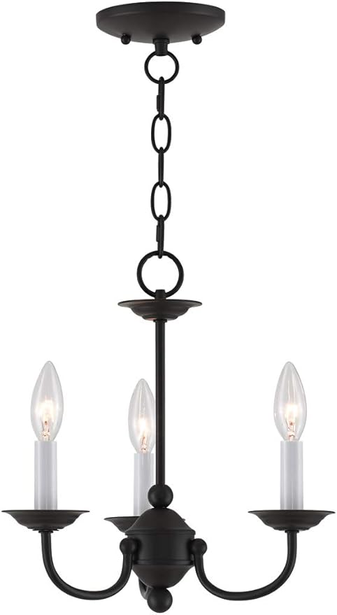 Livex Lighting 4153-04 Home Basics 3 Light Black Mini Chandelier, 14Hx14W