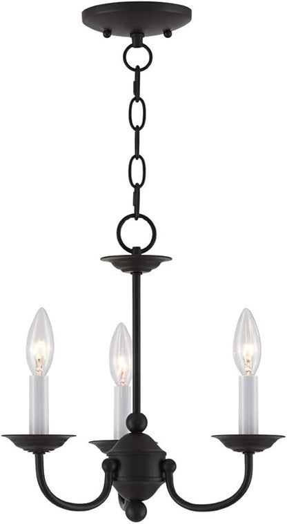 Livex Lighting 4153-04 Home Basics 3 Light Black Mini Chandelier, 14Hx14W