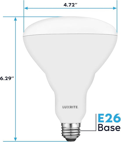 Luxrite BR40 LED Light Bulbs, 85W Equivalent, 3500K Natural White, Dimmable, 1100 Lumen, LED Flood Light Bulb, 13W, E26 Medium Base, Indoor/Outdoor - Perfect for Office and Recessed Lighting (12 Pack)