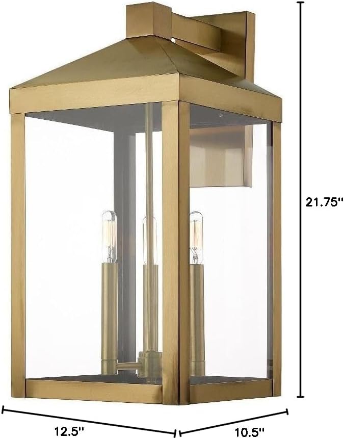 Livex Lighting 20585-01 Nyack Antique Brass 3 Light Outdoor Wall Lantern