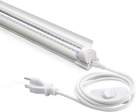 Barrina LED Shop Light, 4FT 40W 5500LM 5000K Daylight White with Reflectors, V Shape, Clear Cover, Linkable with Plug, T8 LED Tube Lights