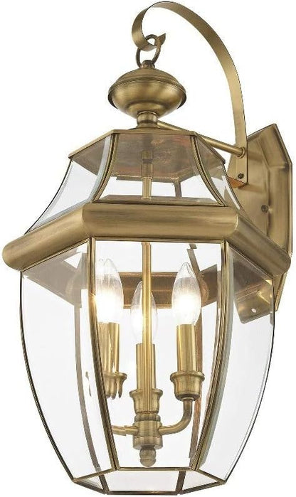 Livex Lighting 2351-06 Outdoor Wall Lantern with Clear Beveled Glass Shades, Verdigris