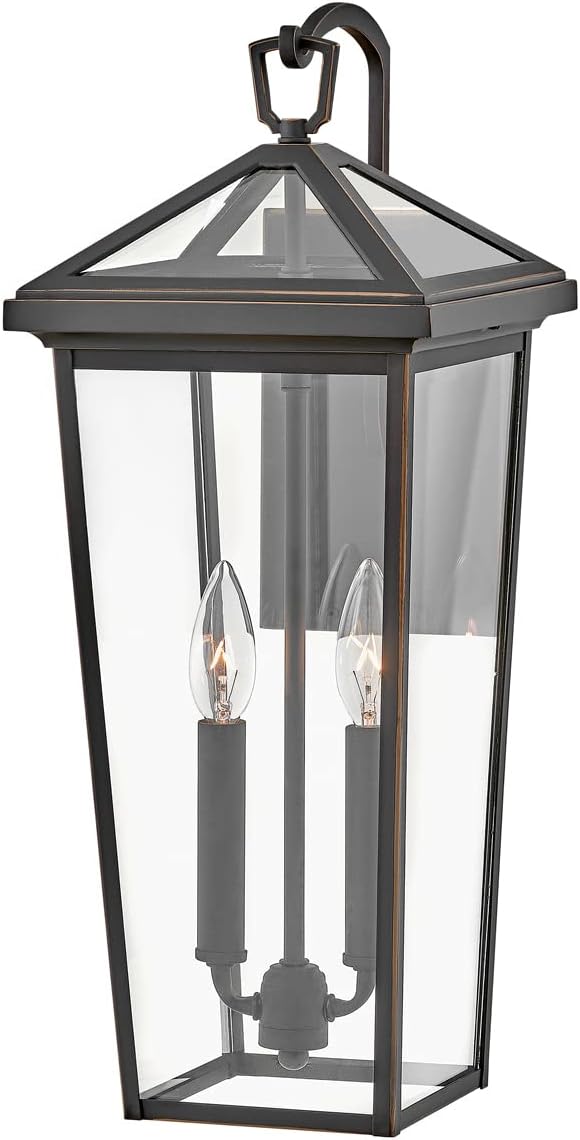 Hinkley Alford Place 25655OZ Medium Outdoor Tall Wall Mount Lantern - Die Cast Aluminum Frame, Sealed Clear Glass - Oil Rubbed Bronze