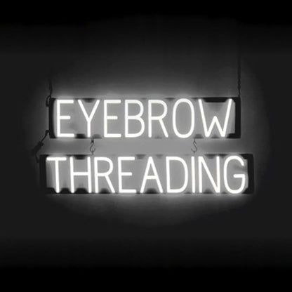 SpellBrite EYEBROW THREADING Sign | Beauty-Related Sign with Neon Look, White LED Light Source | 33.0" x 15.0"