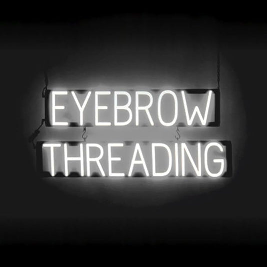 SpellBrite EYEBROW THREADING Sign | Beauty-Related Sign with Neon Look, White LED Light Source | 33.0" x 15.0"
