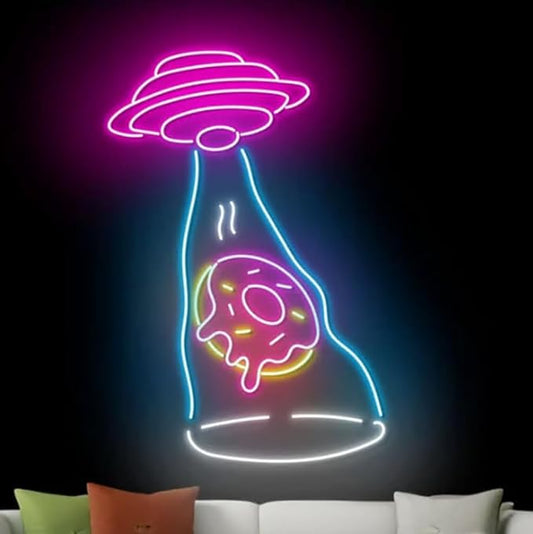 UFO Abduction Donut Neon Sign, Donut UFO Led Light Sign, Donut Bakery Wall Decor Size:20inch