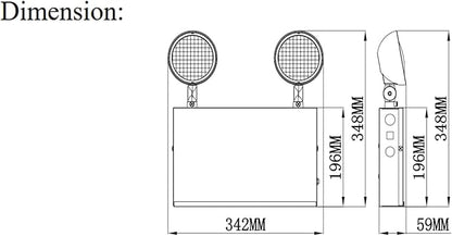 TANLUX New York City Approved Emergency Light, Emergency Lights with Battery Backup, White Steel Housing, AC 120/277V, Two Heads