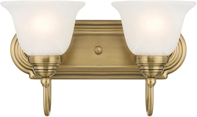 Livex Lighting 1002-01 Belmont 2-Light Bath Light, Antique Brass