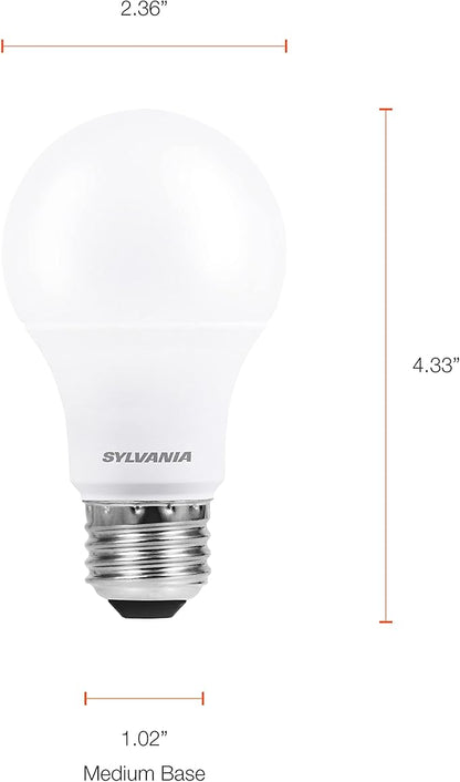LEDVANCE Sylvania ECO LED A19 Light Bulb, 60W Equivalent Efficient 9W, 7 Year, 750 Lumens, Medium Base, Frosted, 2700K, Soft White - 24 Pack (40986)