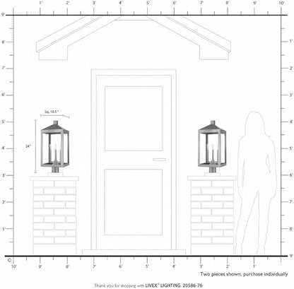 Livex Lighting 20586-80 Nyack - 24" Three Light Outdoor Post Top Lantern, Nordic Gray Finish with Clear Glass