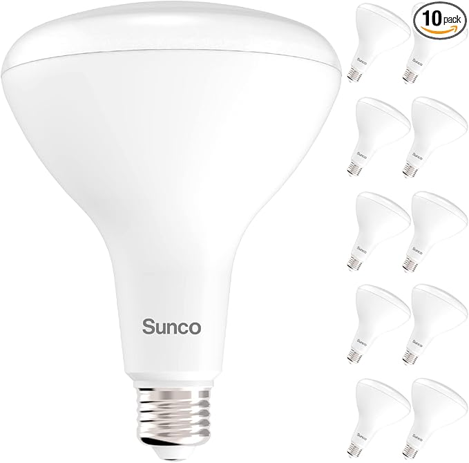 Sunco 10 Pack BR40 LED Light Bulbs, Indoor Flood Lights, Recessed Can Light Bulb, 1400 LM, 17W (100W Equivalent), 6000K Daylight Deluxe, Dimmable, E26 Base, for Home, Bedroom, Kitchen UL
