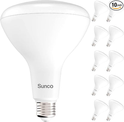 Sunco 10 Pack BR40 LED Light Bulbs, Indoor Flood Lights, Recessed Can Light Bulb, 1400 LM, 17W (100W Equivalent), 5000K Daylight, Dimmable, E26 Base, for Home, Bedroom, Kitchen UL.