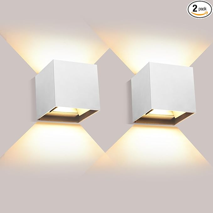 2 Pack Outdoor Wall Lights Fixture 20W,3000K Exterior Modern Front Porch Sconces Hardwired Wall Mount Up Down Lighting for Patio Fence Hallway Entrance