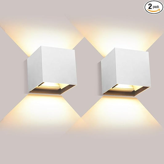 2 Pack Outdoor Wall Lights Fixture 20W,3000K Exterior Modern Front Porch Sconces Hardwired Wall Mount Up Down Lighting for Patio Fence Hallway Entrance