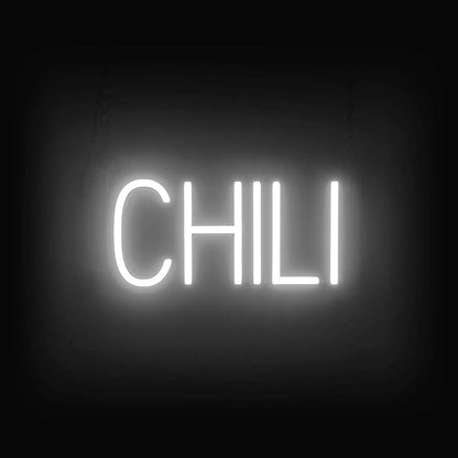 SpellBrite CHILI Sign | Restaurant-Related Sign with Neon Look, White LED Light | 15.0" x 6.3"