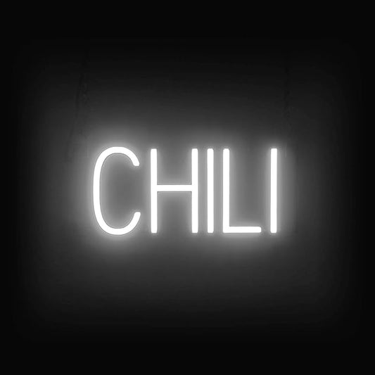SpellBrite CHILI Sign | Restaurant-Related Sign with Neon Look, White LED Light | 15.0" x 6.3"