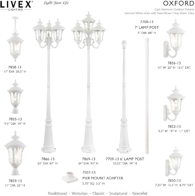 Livex Lighting 7869-14 Oxford 4 Light Outdoor 4 Head Post, Black
