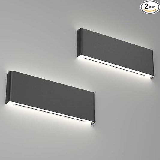 Ralbay 15.7in Wall Sconce 2-Pack Indoor Modern Light Fixtures 14W LED Up and Down Black Bathroom Wall Lighting Fixtures Natural White Light 4500K