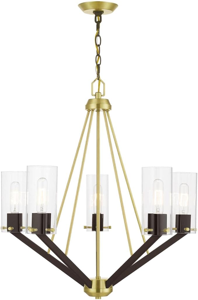 Livex Lighting 5 Light Satin Brass & Bronze Chandelier