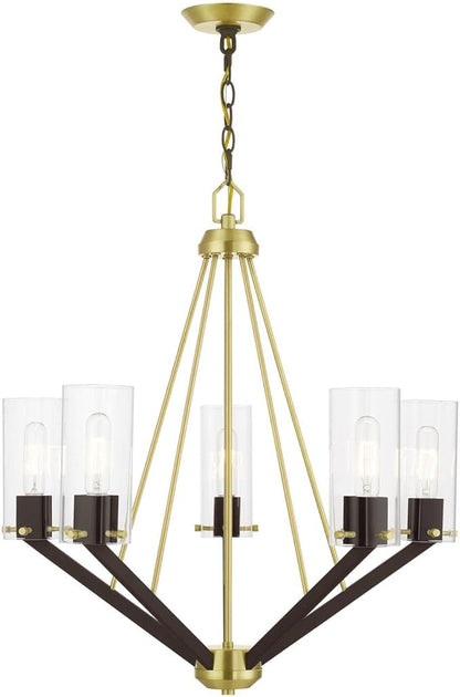 Livex Lighting 5 Light Satin Brass & Bronze Chandelier