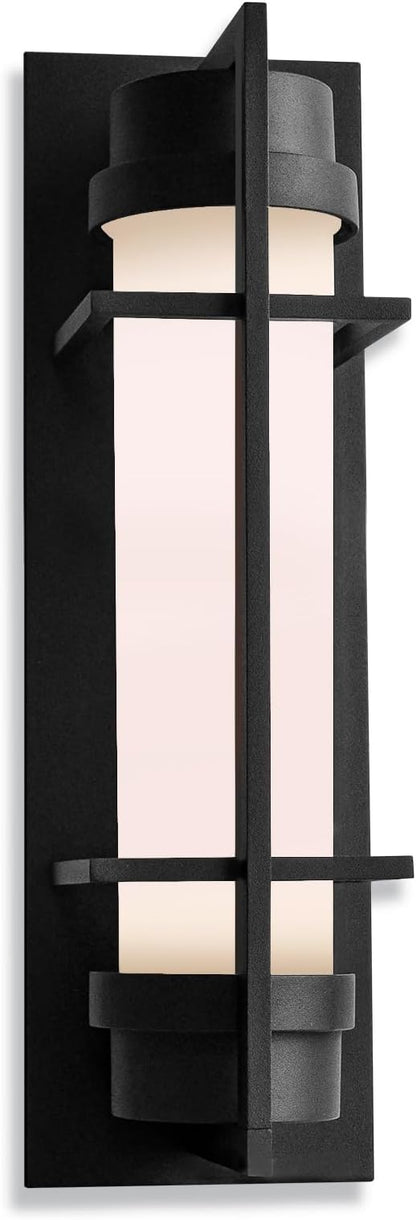 ALVIME Modern Large Outdoor Sconces, 20" H Matte Black Exterior Lighting Fixtures, Waterproof Outdoor Wall Light, Outside Sconce Lights for House, Entryway, Garage, E26 Base&Etched Opal Glass