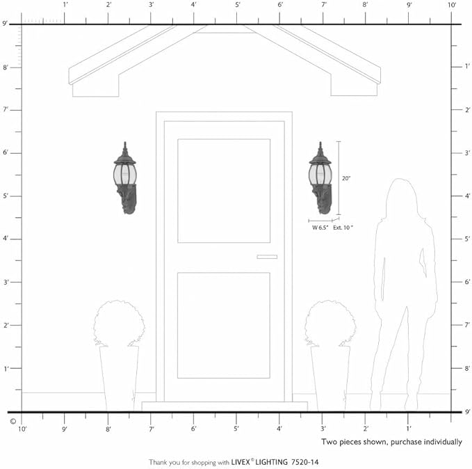 Livex Lighting 7520-13 Frontenac Traditional 1-Light Outdoor Wall Lantern with Clear Beveled Glass Shades, 21" x 7" x 21", White