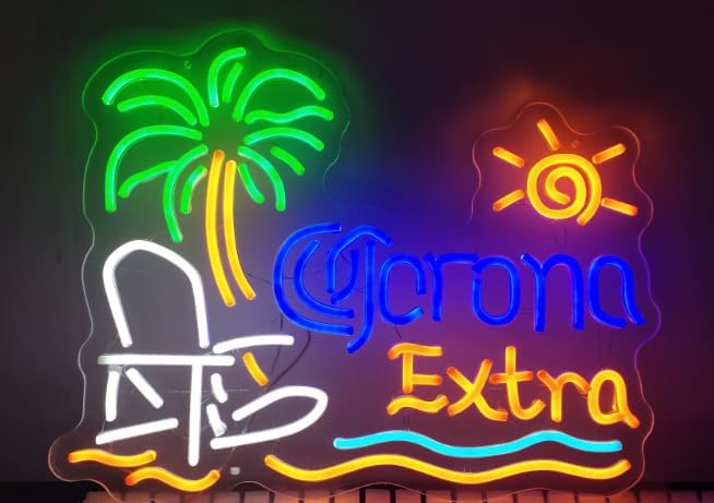 New 20""x16"" Coronas Extra Palm Tree Beach Chair Sun Neon Sign Man Cave Sports Bar Pub Beer LED Neon Light Lamp CX154 Handmade LED Neon Tubing Signs