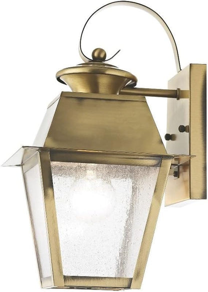 Livex Lighting 2162-29 Transitional One Light Outdoor Wall Lantern from Mansfield Collection in Pwt, Nckl, B/S, Slvr. Finish, Vintage Pewter