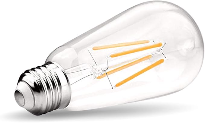LUXRITE Vintage LED Edison Bulb 60W Equivalent, ST19 ST58, 2700K Warm White, 550 Lumens, Dimmable LED Filament Bulb 5W, Clear Glass, UL Listed, E26 Medium Base (6 Pack)