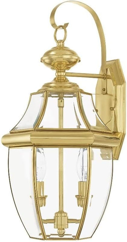 Livex Lighting 2251-07 Monterey 2 Light Outdoor Bronze Finish Solid Brass Wall Lantern with Clear Beveled Glass, 20.25" x 10.5" x 20.25"