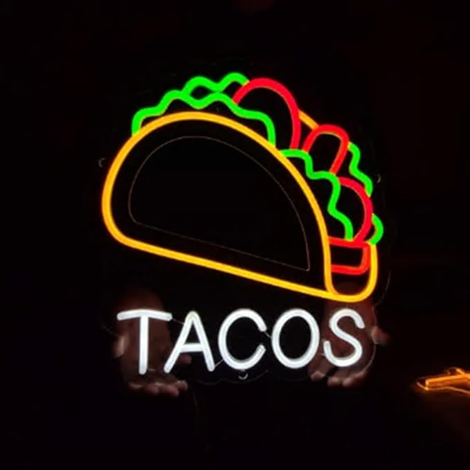 Tacos neon sign, 20inches tacos led light, mexican food neon lights, street food led sign